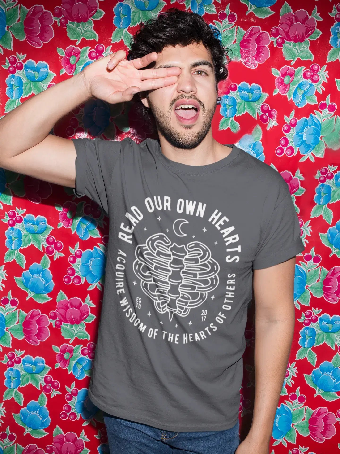 ULTRABASIC Men's Graphic T-Shirt Read Our Own Hearts - Romantic Love Shirt for Men