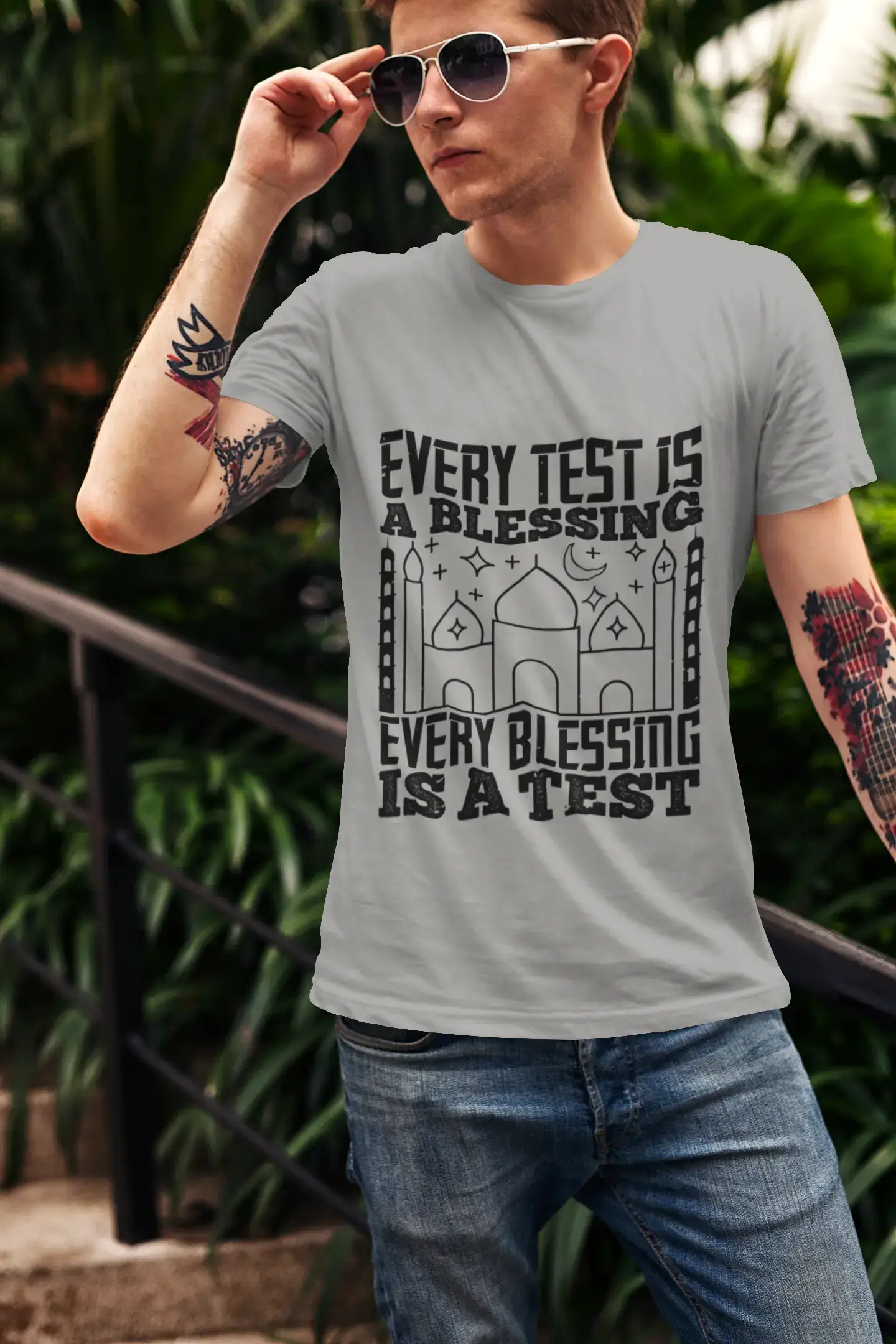 ULTRABASIC Men's T-Shirt Every Test is a Blessing Every Blessing is a Test - Mosque Tee Shirt