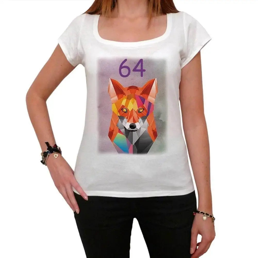 Women's Graphic T-Shirt Geometric Fox 64 64th Birthday Anniversary 64 Year Old Gift 1960 Vintage Eco-Friendly Ladies Short Sleeve Novelty Tee