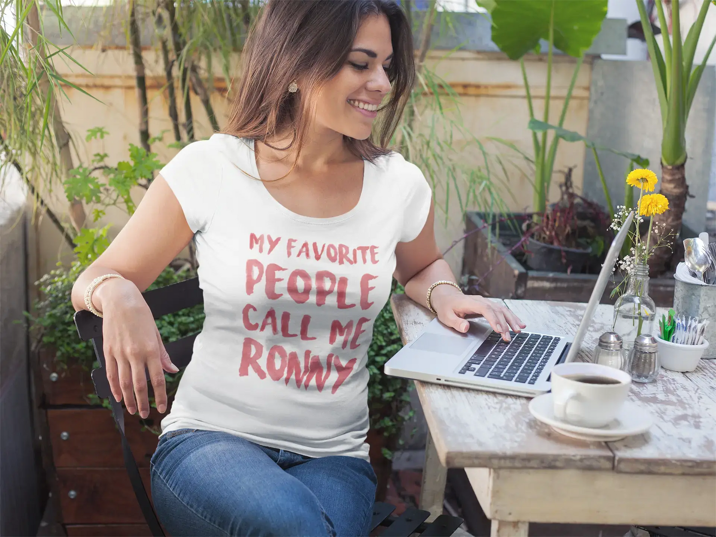 My favorite people call me Ronny , White, Women's Short Sleeve Round Neck T-shirt, gift t-shirt 00364