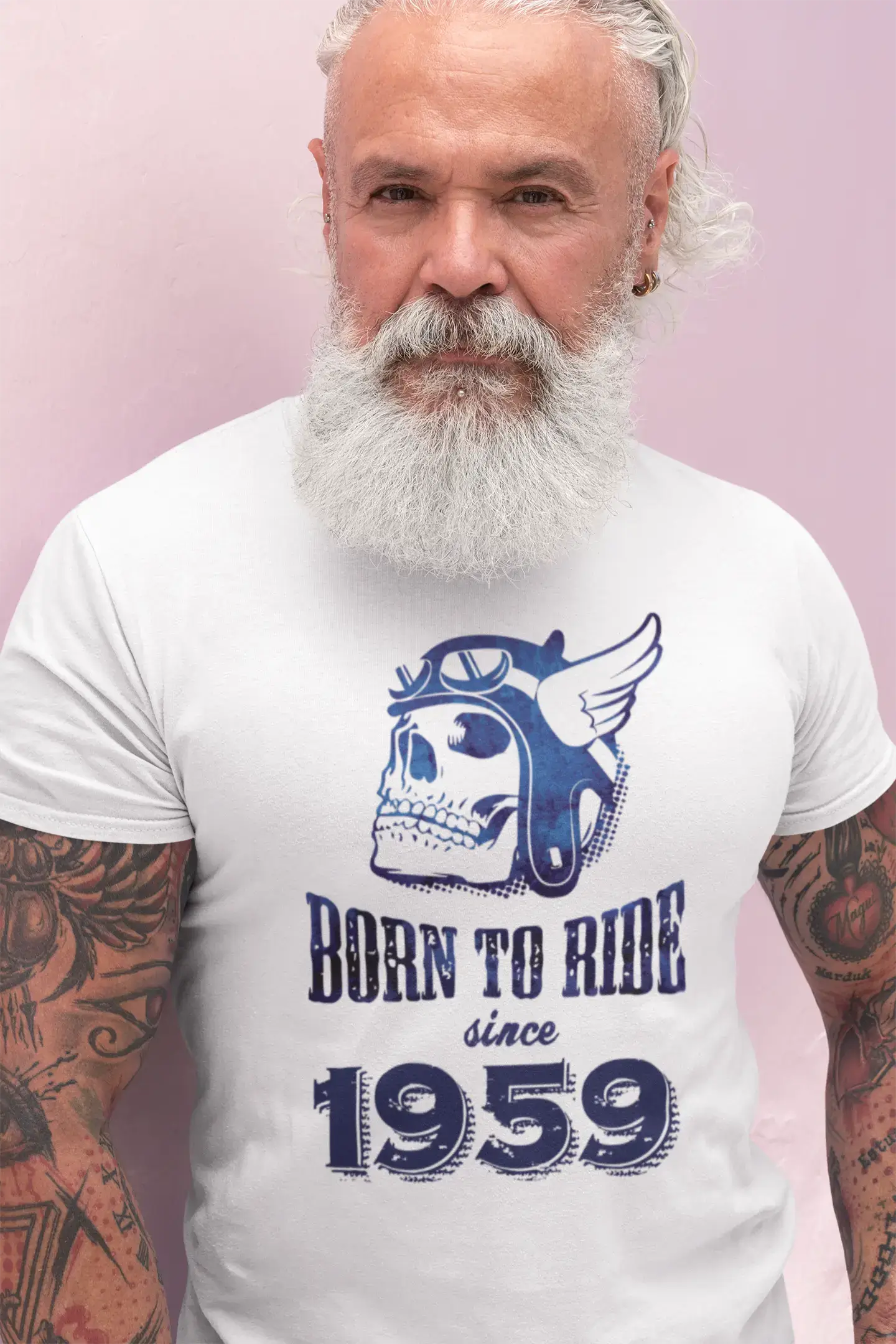 1959, Born to Ride Since 1959 Men's T-shirt White Birthday Gift 00494