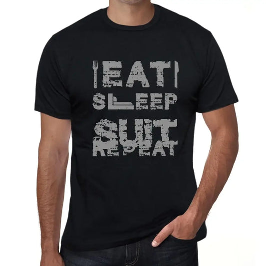 Men's Graphic T-Shirt Eat Sleep Suit Repeat Eco-Friendly Limited Edition Short Sleeve Tee-Shirt Vintage Birthday Gift Novelty