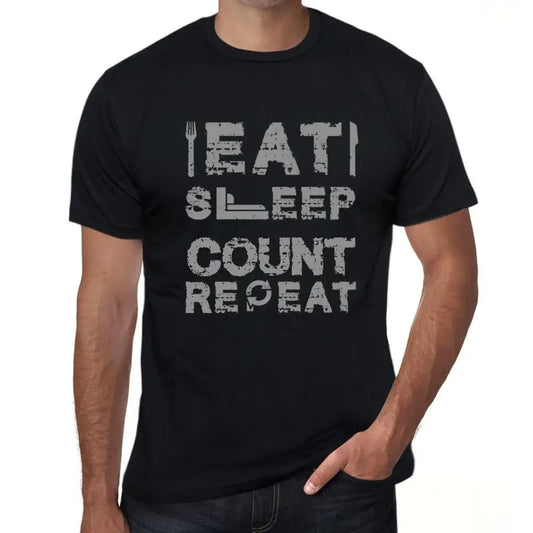 Men's Graphic T-Shirt Eat Sleep Count Repeat Eco-Friendly Limited Edition Short Sleeve Tee-Shirt Vintage Birthday Gift Novelty