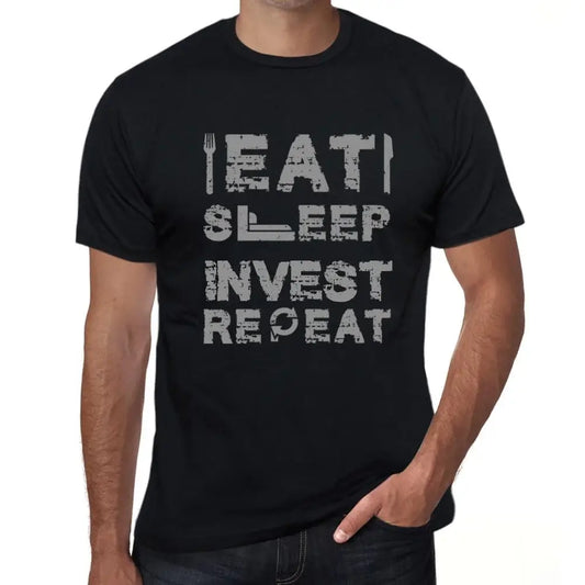 Men's Graphic T-Shirt Eat Sleep Invest Repeat Eco-Friendly Limited Edition Short Sleeve Tee-Shirt Vintage Birthday Gift Novelty