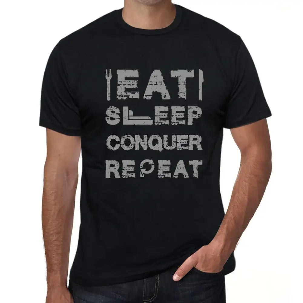 Men's Graphic T-Shirt Eat Sleep Conquer Repeat Eco-Friendly Limited Edition Short Sleeve Tee-Shirt Vintage Birthday Gift Novelty