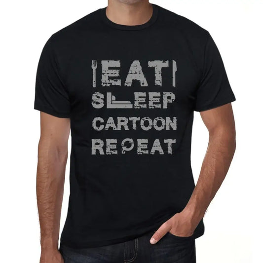 Men's Graphic T-Shirt Eat Sleep Cartoon Repeat Eco-Friendly Limited Edition Short Sleeve Tee-Shirt Vintage Birthday Gift Novelty