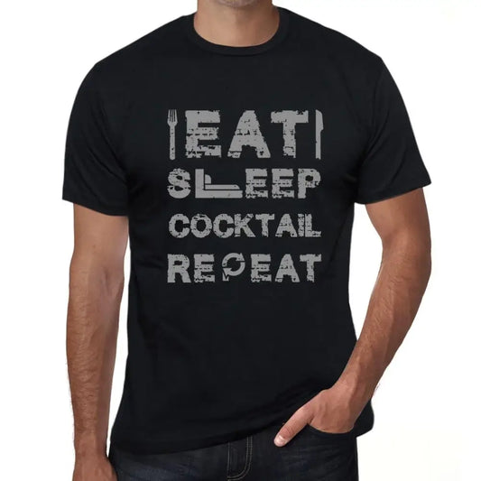 Men's Graphic T-Shirt Eat Sleep Cocktail Repeat Eco-Friendly Limited Edition Short Sleeve Tee-Shirt Vintage Birthday Gift Novelty