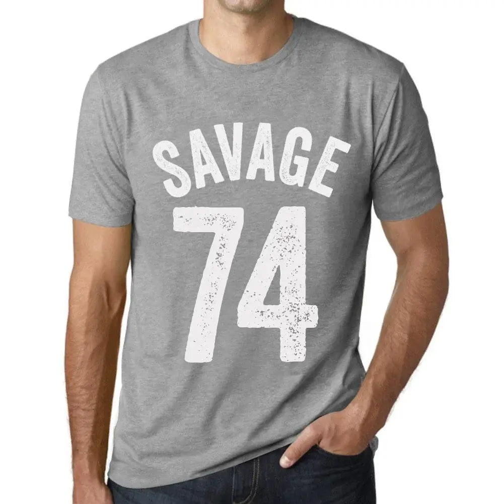 Men's Graphic T-Shirt Savage 74 74th Birthday Anniversary 74 Year Old Gift 1950 Vintage Eco-Friendly Short Sleeve Novelty Tee