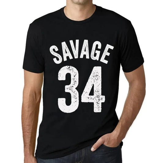 Men's Graphic T-Shirt Savage 34 34th Birthday Anniversary 34 Year Old Gift 1990 Vintage Eco-Friendly Short Sleeve Novelty Tee