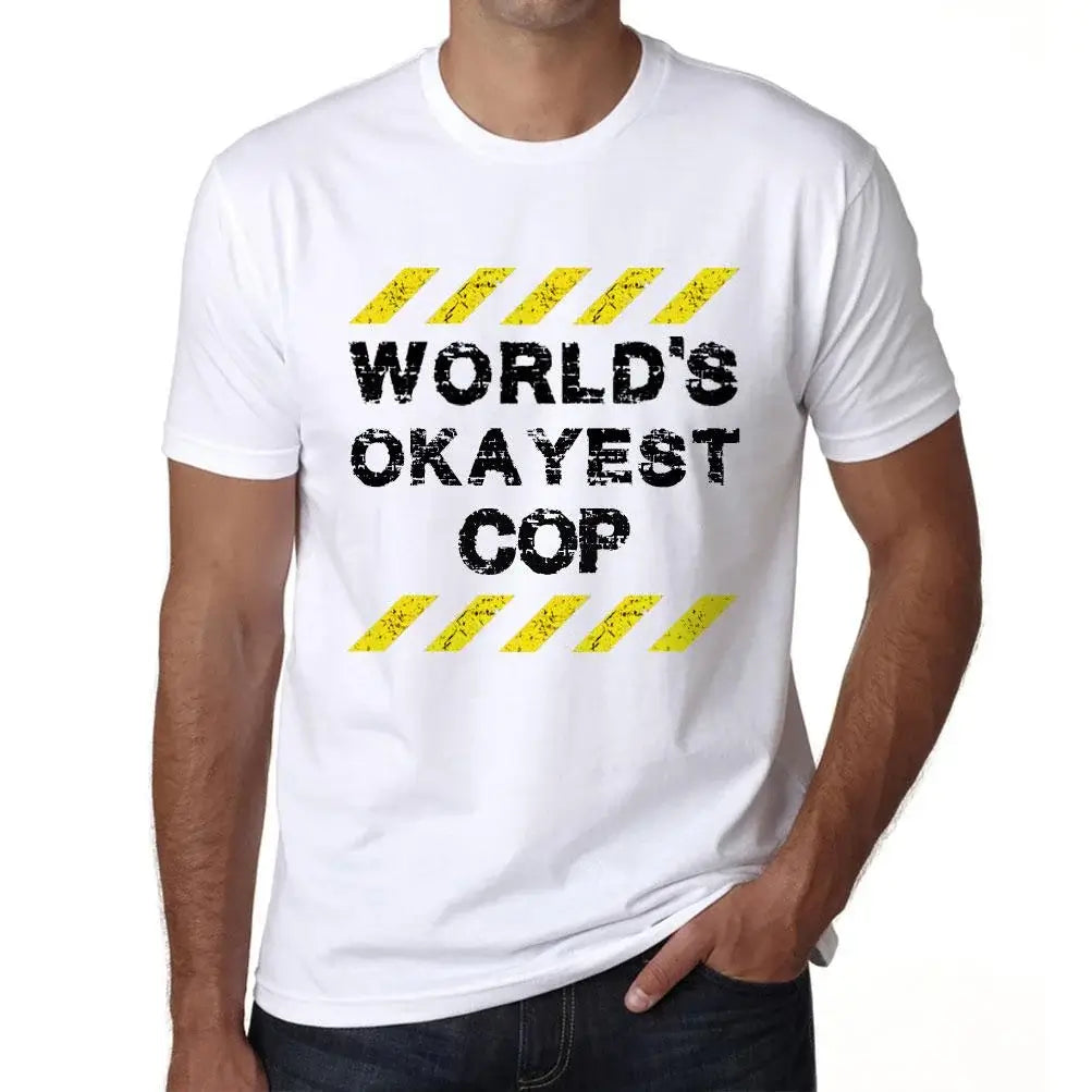 Men's Graphic T-Shirt Worlds Okayest Cop Eco-Friendly Limited Edition Short Sleeve Tee-Shirt Vintage Birthday Gift Novelty