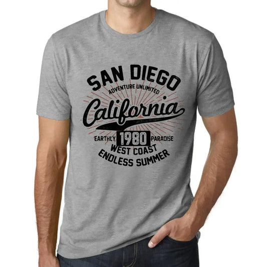 Men's Graphic T-Shirt San Diego California Endless Summer 1980 44th Birthday Anniversary 44 Year Old Gift 1980 Vintage Eco-Friendly Short Sleeve Novelty Tee