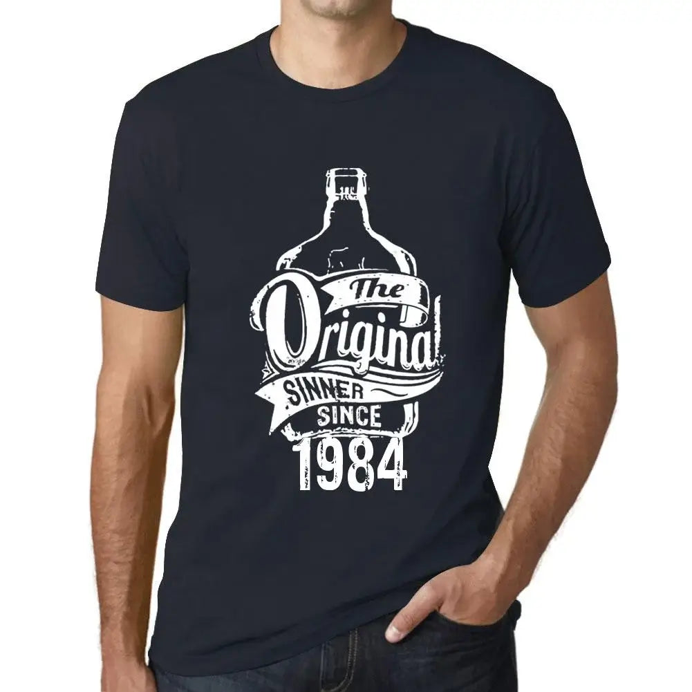 Men's Graphic T-Shirt The Original Sinner Since 1984 40th Birthday Anniversary 40 Year Old Gift 1984 Vintage Eco-Friendly Short Sleeve Novelty Tee