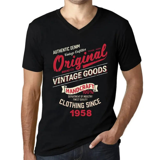Men's Graphic T-Shirt V Neck Original Vintage Clothing Since 1958 66th Birthday Anniversary 66 Year Old Gift 1958 Vintage Eco-Friendly Short Sleeve Novelty Tee