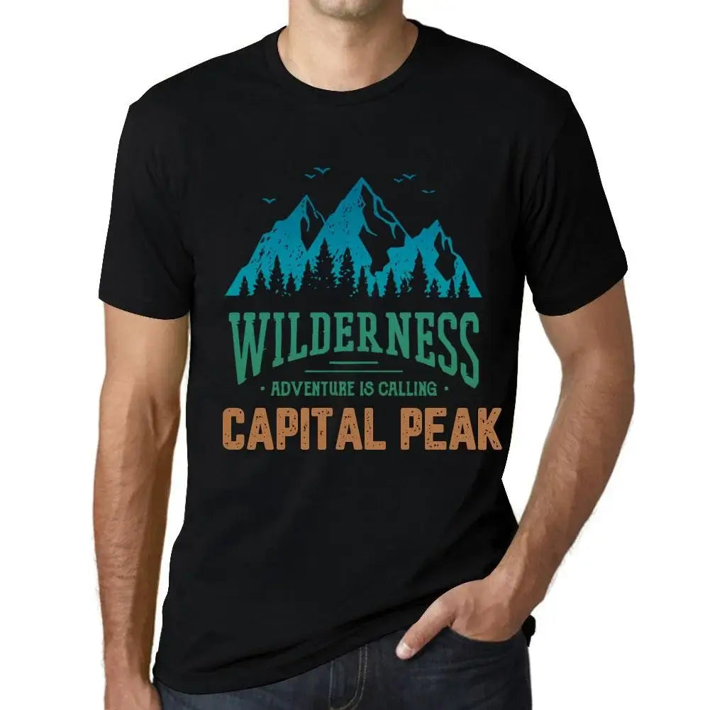 Men's Graphic T-Shirt Wilderness, Adventure Is Calling Capital Peak Eco-Friendly Limited Edition Short Sleeve Tee-Shirt Vintage Birthday Gift Novelty