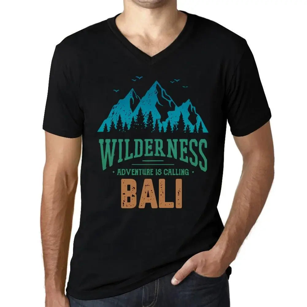 Men's Graphic T-Shirt V Neck Wilderness, Adventure Is Calling Bali Eco-Friendly Limited Edition Short Sleeve Tee-Shirt Vintage Birthday Gift Novelty