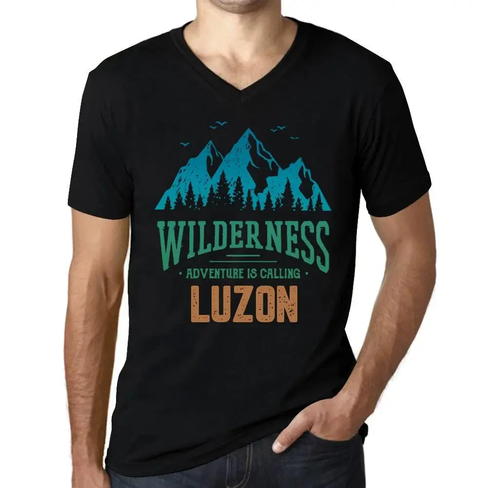 Men's Graphic T-Shirt V Neck Wilderness, Adventure Is Calling Luzon Eco-Friendly Limited Edition Short Sleeve Tee-Shirt Vintage Birthday Gift Novelty