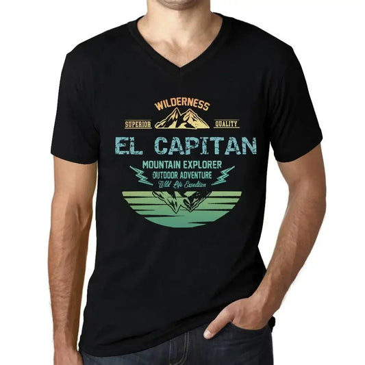 Men's Graphic T-Shirt V Neck Outdoor Adventure, Wilderness, Mountain Explorer El Capitan Eco-Friendly Limited Edition Short Sleeve Tee-Shirt Vintage Birthday Gift Novelty