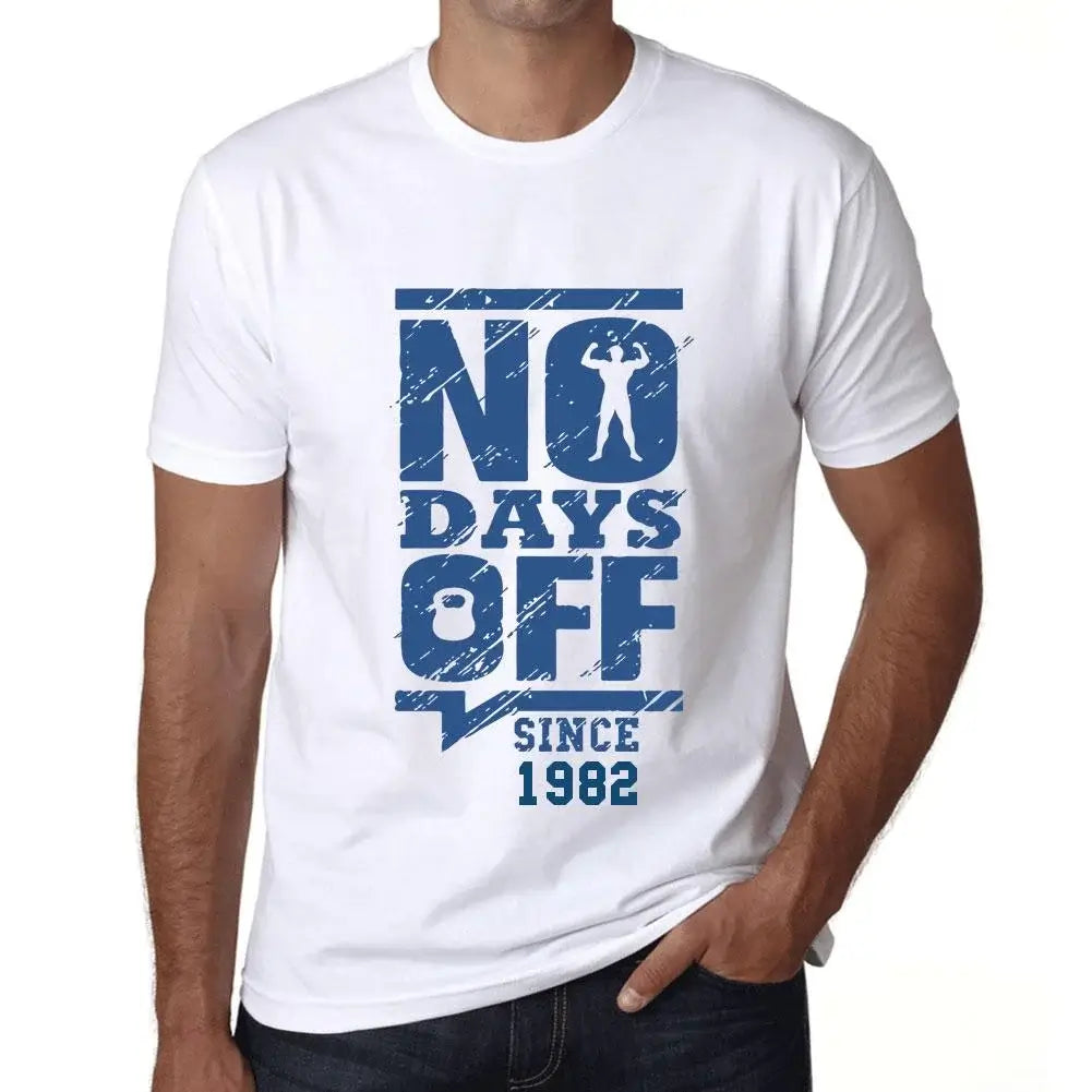 Men's Graphic T-Shirt No Days Off Since 1982 42nd Birthday Anniversary 42 Year Old Gift 1982 Vintage Eco-Friendly Short Sleeve Novelty Tee