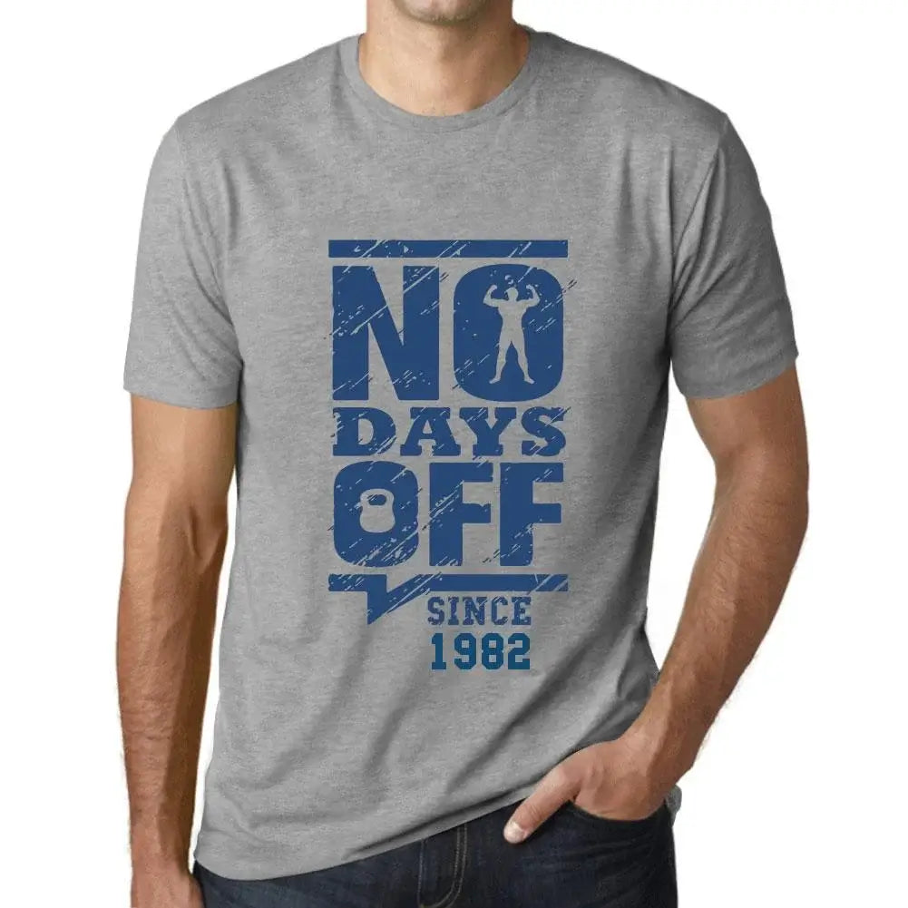 Men's Graphic T-Shirt No Days Off Since 1982 42nd Birthday Anniversary 42 Year Old Gift 1982 Vintage Eco-Friendly Short Sleeve Novelty Tee