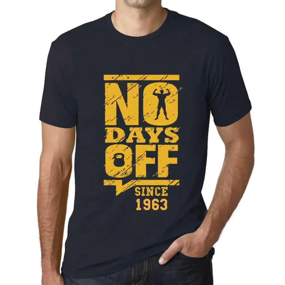 Men's Graphic T-Shirt No Days Off Since 1963 61st Birthday Anniversary 61 Year Old Gift 1963 Vintage Eco-Friendly Short Sleeve Novelty Tee