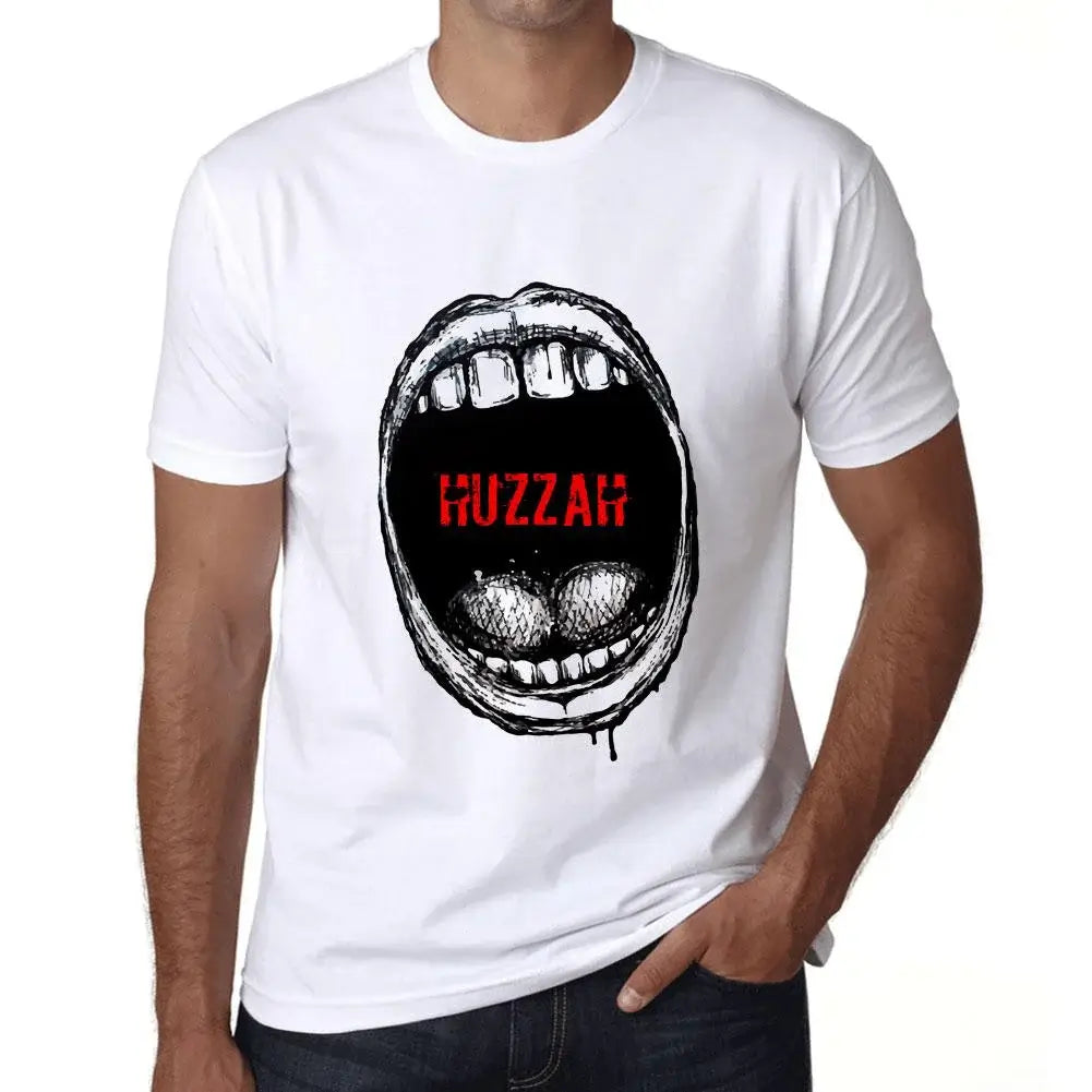 Men's Graphic T-Shirt Mouth Expressions Huzzah Eco-Friendly Limited Edition Short Sleeve Tee-Shirt Vintage Birthday Gift Novelty