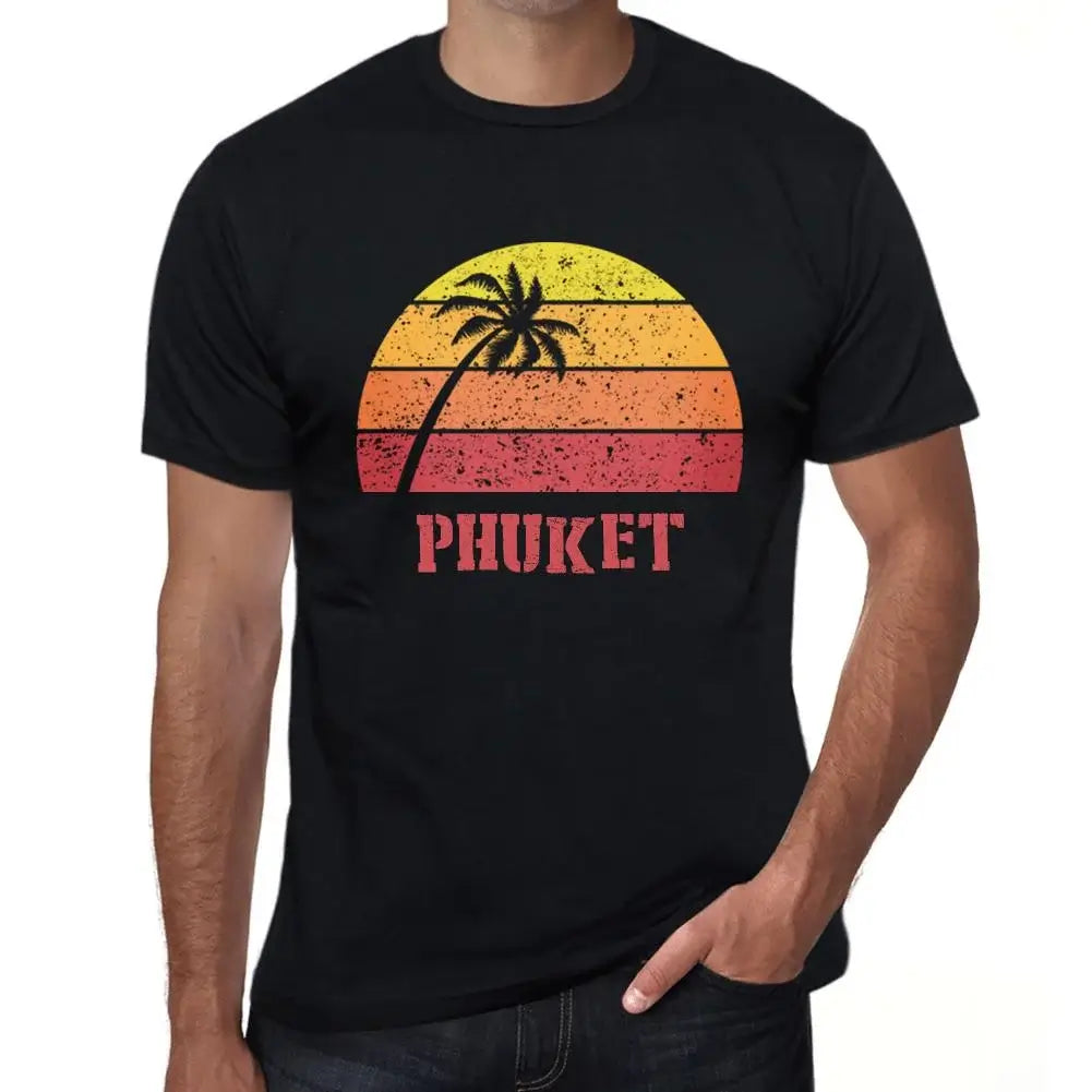 Men's Graphic T-Shirt Palm, Beach, Sunset In Phuket Eco-Friendly Limited Edition Short Sleeve Tee-Shirt Vintage Birthday Gift Novelty