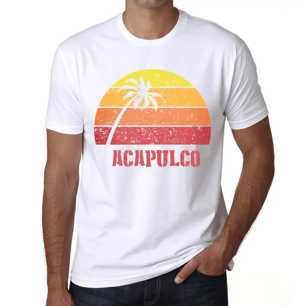 Men's Graphic T-Shirt Palm, Beach, Sunset In Acapulco Eco-Friendly Limited Edition Short Sleeve Tee-Shirt Vintage Birthday Gift Novelty