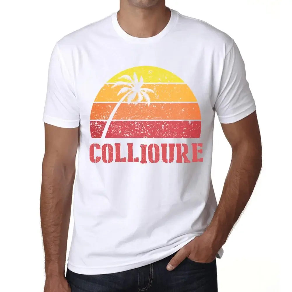 Men's Graphic T-Shirt Palm, Beach, Sunset In Collioure Eco-Friendly Limited Edition Short Sleeve Tee-Shirt Vintage Birthday Gift Novelty