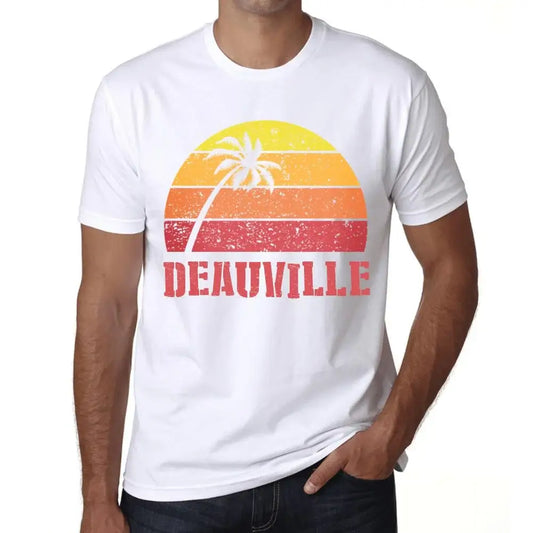 Men's Graphic T-Shirt Palm, Beach, Sunset In Deauville Eco-Friendly Limited Edition Short Sleeve Tee-Shirt Vintage Birthday Gift Novelty