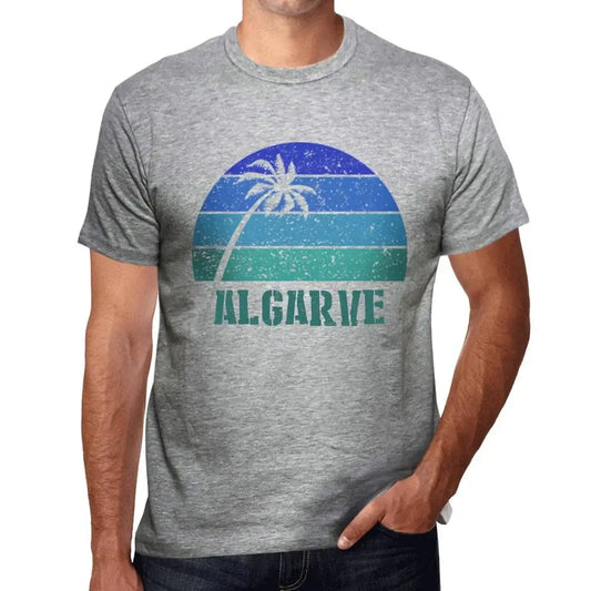 Men's Graphic T-Shirt Palm, Beach, Sunset In Algarve Eco-Friendly Limited Edition Short Sleeve Tee-Shirt Vintage Birthday Gift Novelty