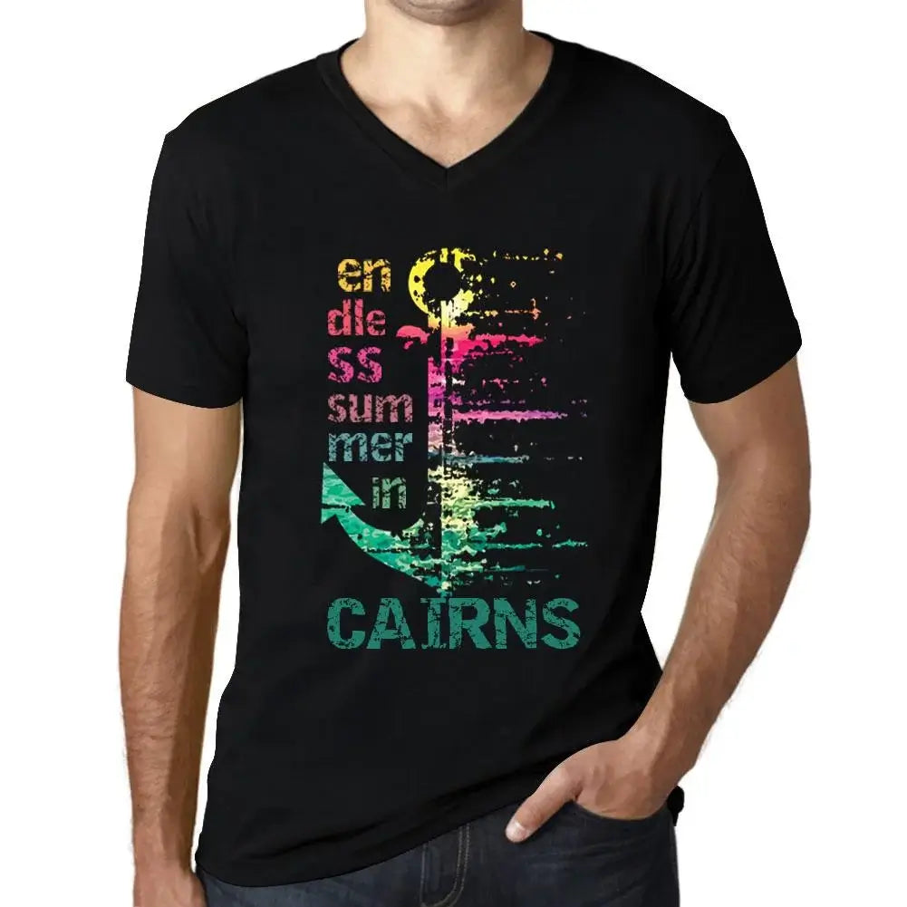 Men's Graphic T-Shirt V Neck Endless Summer In Cairns Eco-Friendly Limited Edition Short Sleeve Tee-Shirt Vintage Birthday Gift Novelty