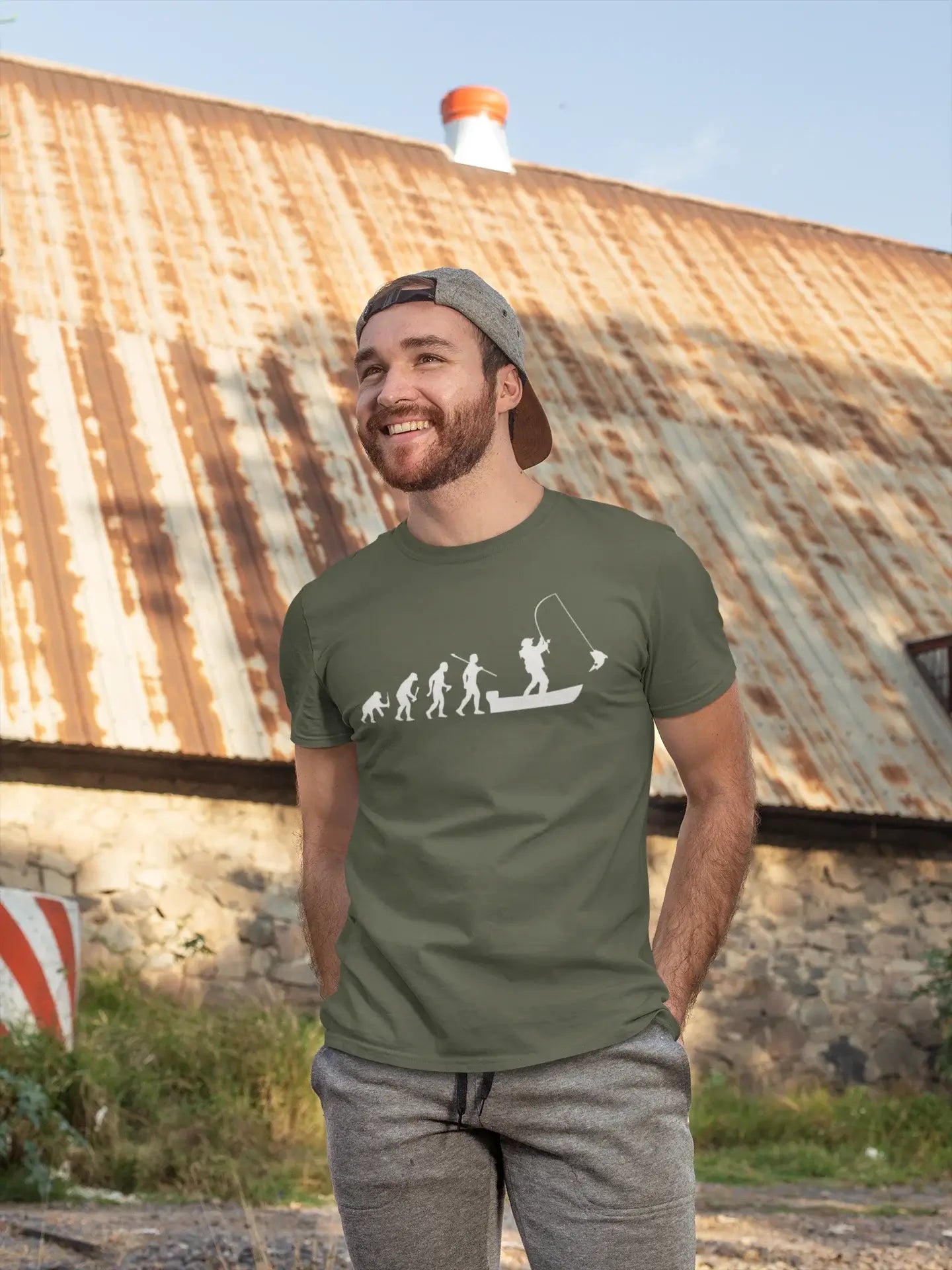 ULTRABASIC - Graphic Printed Men's Evolution of the Fishing Boat T-Shirt White