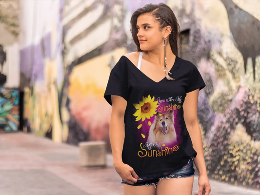 ULTRABASIC Women's V-Neck T-Shirt My Only Sunshine - Rough Collie - Vintage Shirt