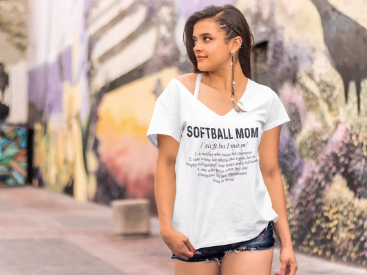 ULTRABASIC Women's V-Neck T-Shirt Softball Mom Definition - Funny Mom's Quote