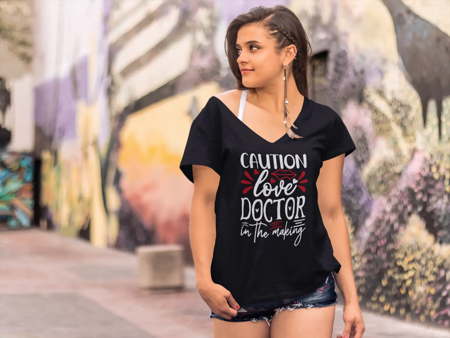 ULTRABASIC Women's T-Shirt Caution Love Doctor in the Making Tee Shirt Tops