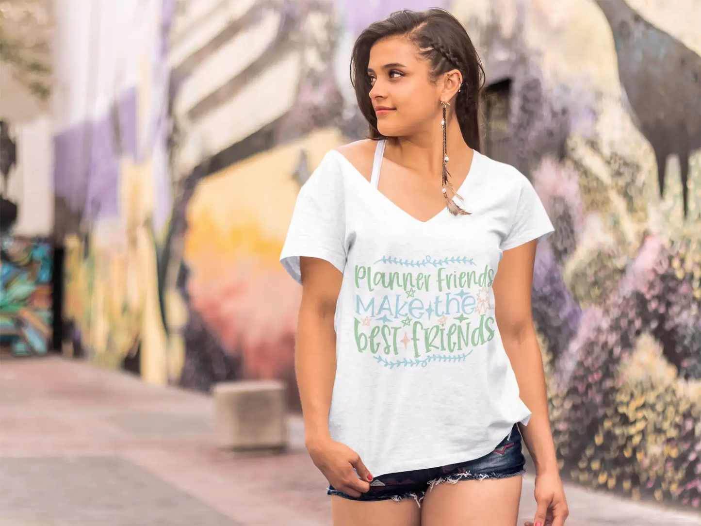 ULTRABASIC Women's T-Shirt Planner Friends Make The Best Friends - Short Sleeve Tee Shirt Tops