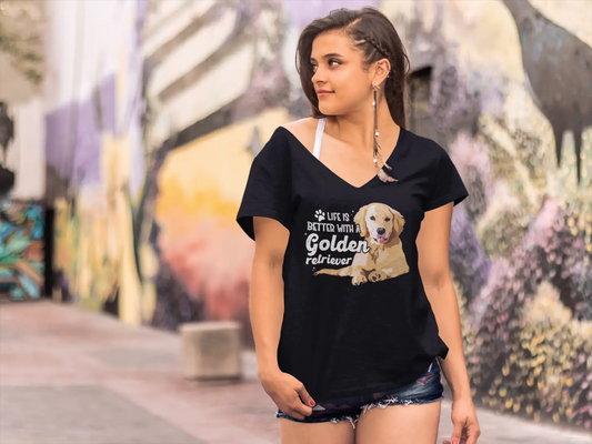 ULTRABASIC Women's T-Shirt Life is Better With a Golden Retriever - Funny Dog Tee Shirt