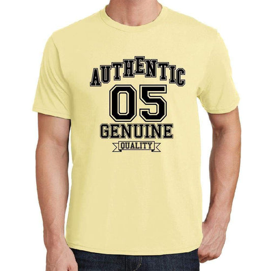 05, Authentic Genuine, Yellow, Men's Short Sleeve Round Neck T-shirt 00119 - ultrabasic-com
