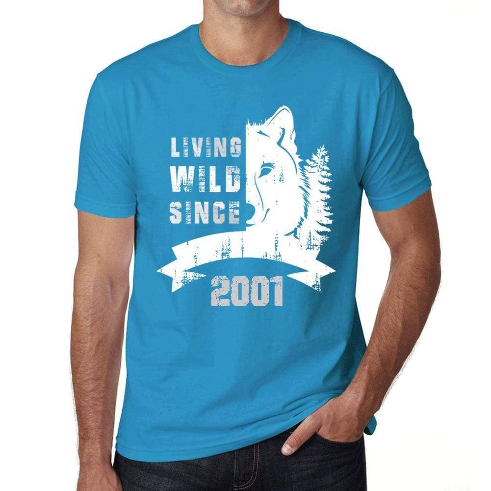 2001 Living Wild Since 2001 Mens T-Shirt Blue Birthday Gift 00499 - Blue / X-Small - Casual