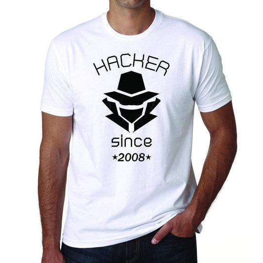 2008 Mens Short Sleeve Round Neck T-Shirt - White / S - Casual