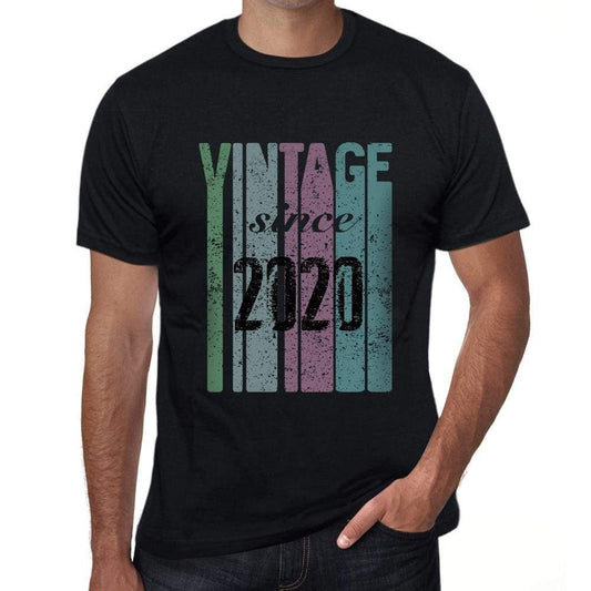 2020 Vintage Since 2020 Mens T-Shirt Black Birthday Gift 00502 - Black / X-Small - Casual