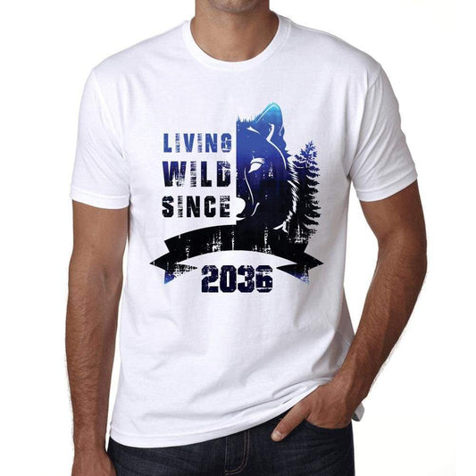 2036 Living Wild Since 2036 Mens T-Shirt White Birthday Gift 00508 - White / Xs - Casual