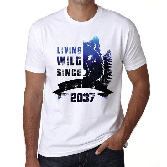 2037 Living Wild Since 2037 Mens T-Shirt White Birthday Gift 00508 - White / Xs - Casual