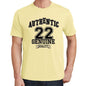 22 Authentic Genuine Yellow Mens Short Sleeve Round Neck T-Shirt 00119 - Yellow / S - Casual