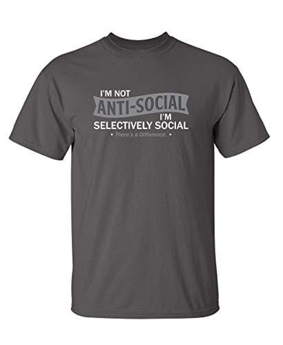 Men's T-shirt I'm not Anti-Social Graphic Novelty Funny Tshirt Mouse Grey