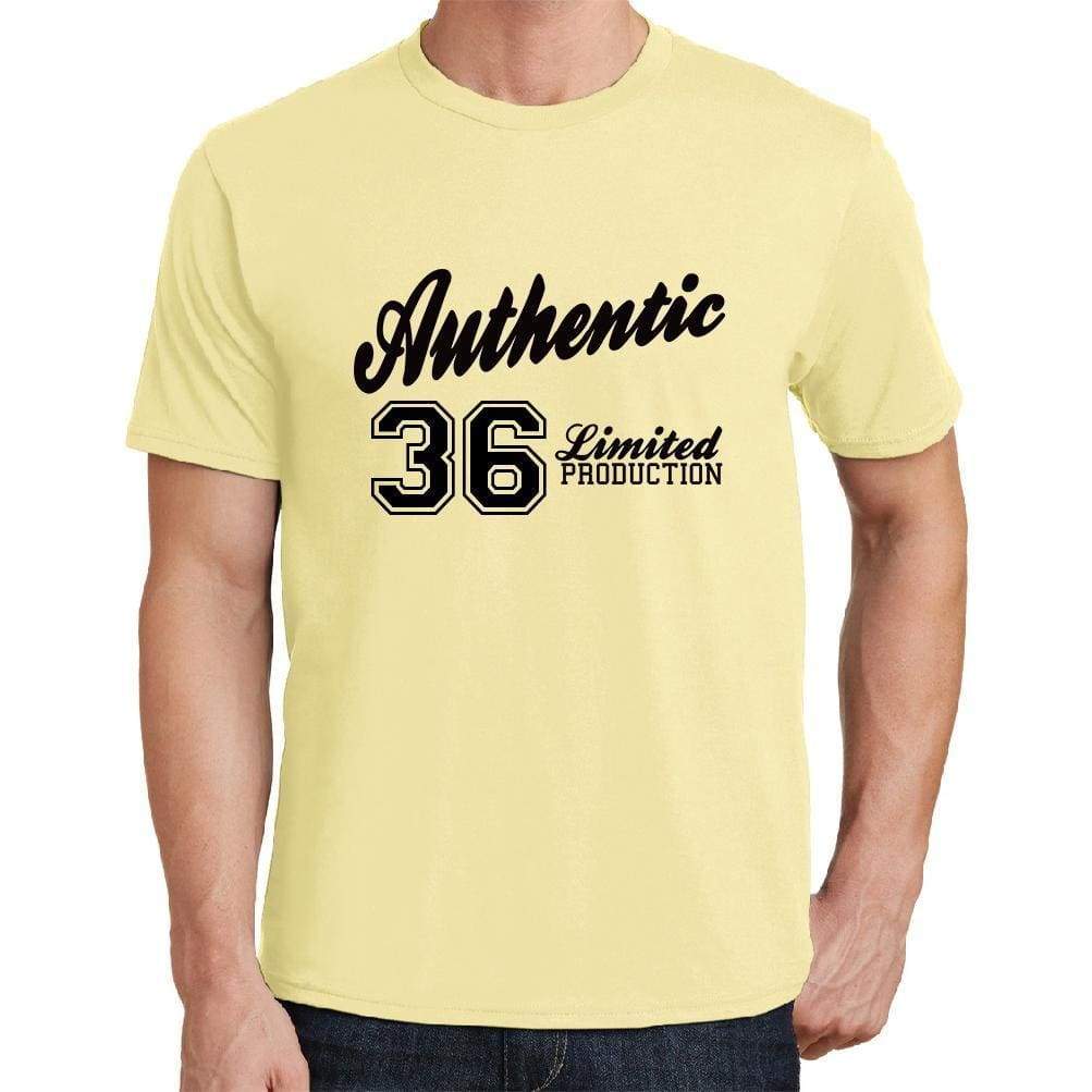 36 Authentic Yellow Mens Short Sleeve Round Neck T-Shirt - Yellow / S - Casual