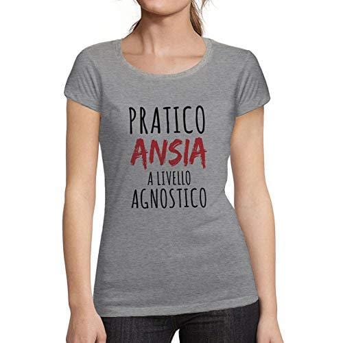 Ultrabasic - Femme Graphique Pratico Ansia T-Shirt Cadeau Idées Tee Gris Chiné