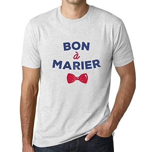 Homme T-Shirt Graphique Imprimé Vintage Tee Bon à Marier Blanc Chiné