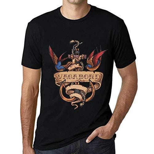 Ultrabasic - Homme T-Shirt Graphique Anchor Tattoo Vagabond Noir Profond
