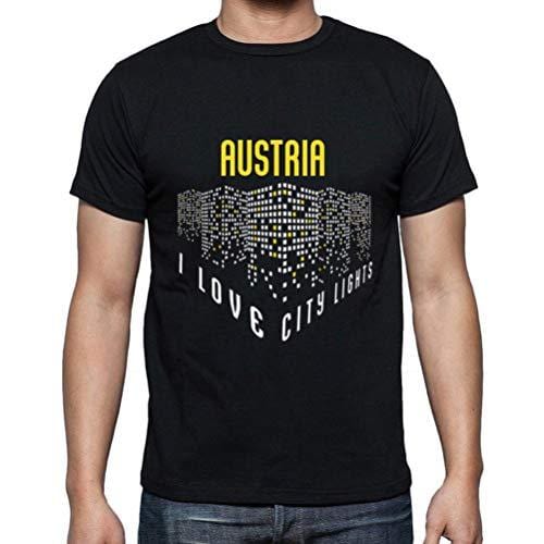 Ultrabasic - Homme T-Shirt Graphique J'aime Austria Lumières Noir Profond